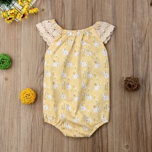 Yellow lace bunny Boutique romper onesie new